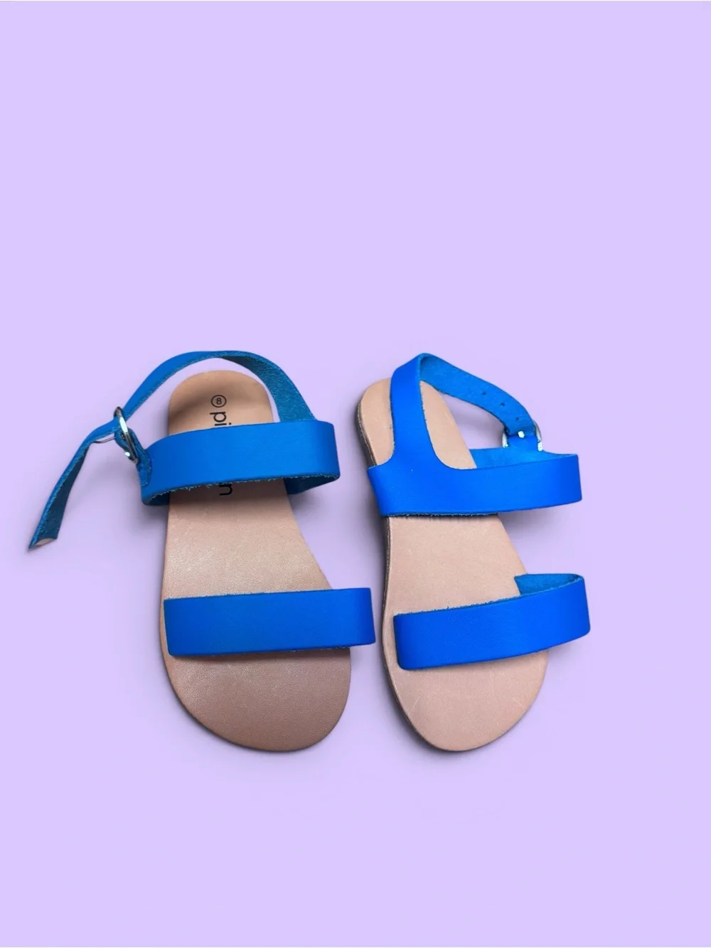 PiperFinn Bright Blue Leather Flat Sandals